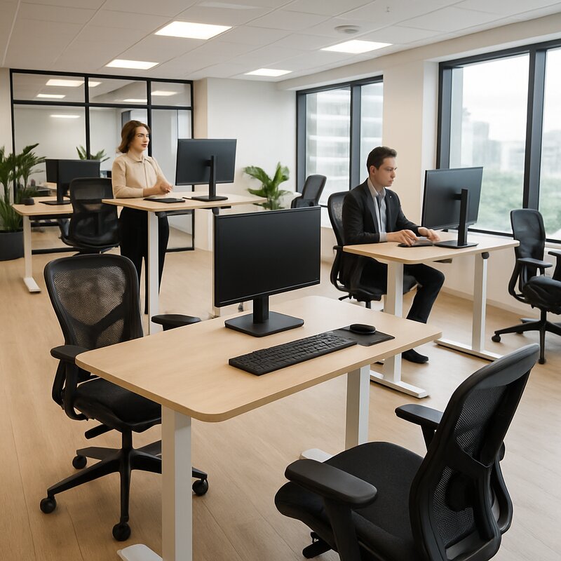Ergonomic workstations with adjustable standing desks and quality office chairs