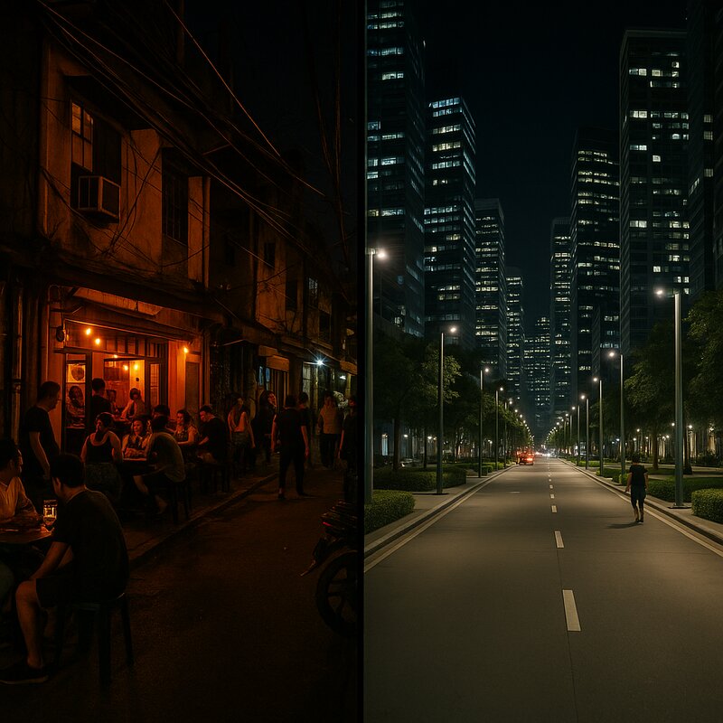 Contrast between Makati's vibrant chaos and BGC's organized nightlife zones