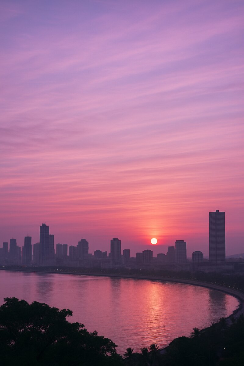 Early dawn light breaking over Manila with soft colored sky