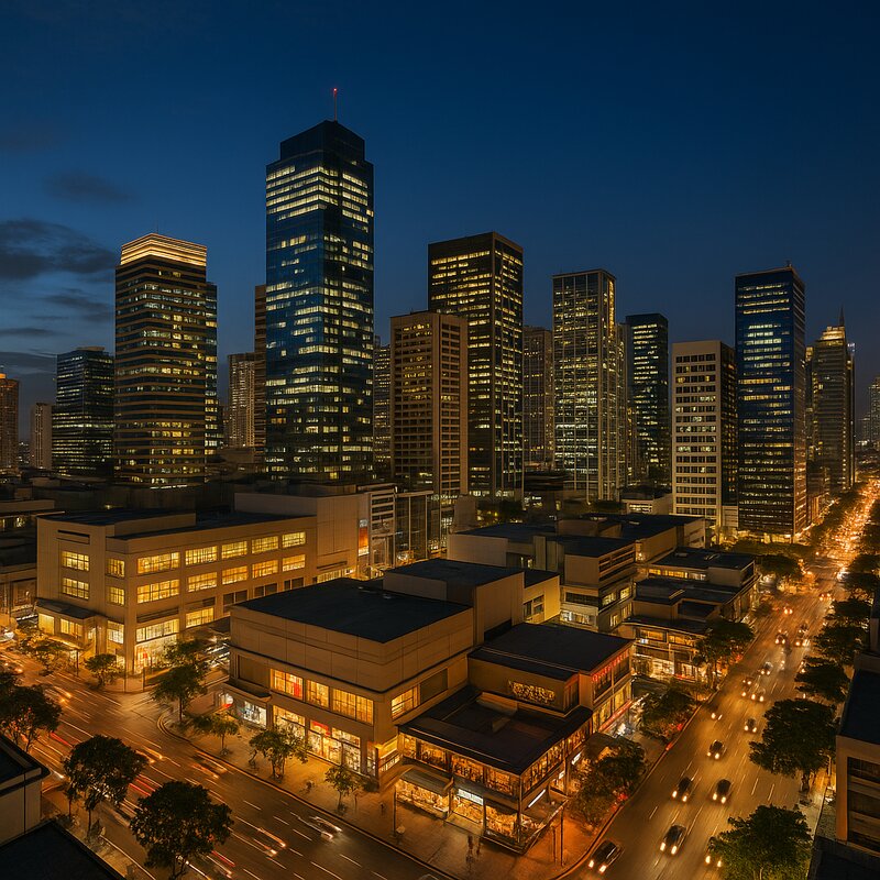 Evening atmosphere in business district