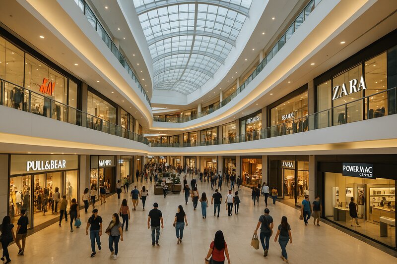Shopping mall interior and retail