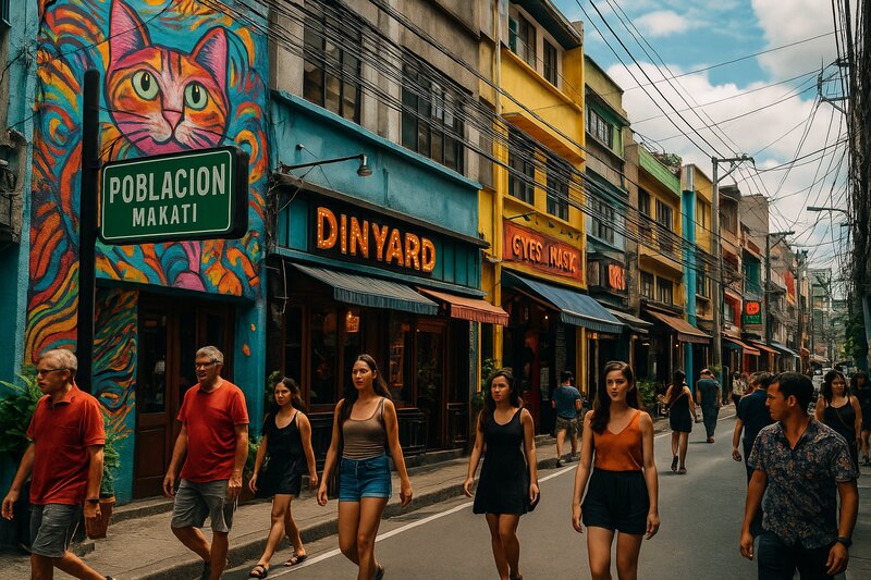 Pedestrian avenue with shops and restaurants