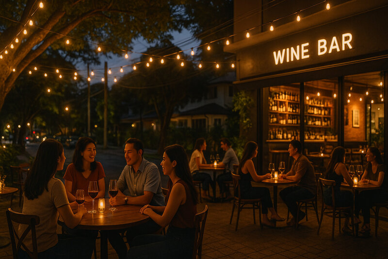 Evening scene at a White Plains restaurant